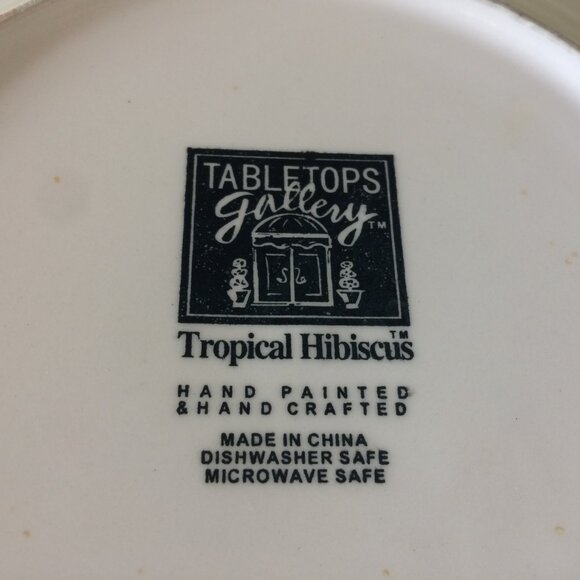 Tropical Hibiscus Dinnerware by Tabletops Gallery - 2 Salad Plates, 1 Soup Bowl - Picture 4 of 5